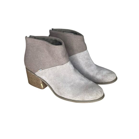 TOMS Women's Boots Size 10 AnkleLacy Forged Iron Suede Felt Desert Taupe Bootie - Picture 1 of 9